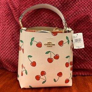 NWT Coach Molly Bucket with Heart Cherry Print
